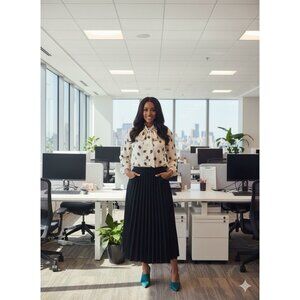 RUSS Vtg Paisley Women's Beige Button Up Blouse Sz 14 Retro Office 1990s Work‎
